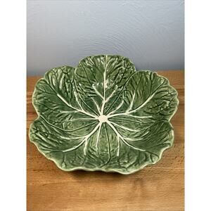 Bordallo Pinheiro Cabbage Leaf 11.5” x 3” Large Deep Salad Serving Bowl -Sm Chip
